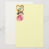 ELEGANTE ROZE ROOS EN GOUDEN WERVELINGEN MONOGRAM  BRIEFPAPIER (Voorkant / Achterkant)