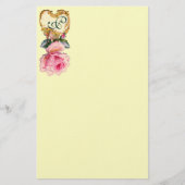 ELEGANTE ROZE ROOS EN GOUDEN WERVELINGEN MONOGRAM  BRIEFPAPIER (Voorkant)