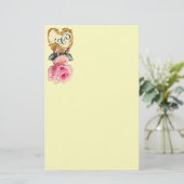 ELEGANTE ROZE ROOS EN GOUDEN WERVELINGEN MONOGRAM  BRIEFPAPIER (Staand voorkant)