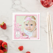Elegante Roze Roos Foto Doop Servetten (Insitu)