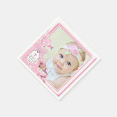 Elegante Roze Roos Foto Doop Servetten (Hoek)