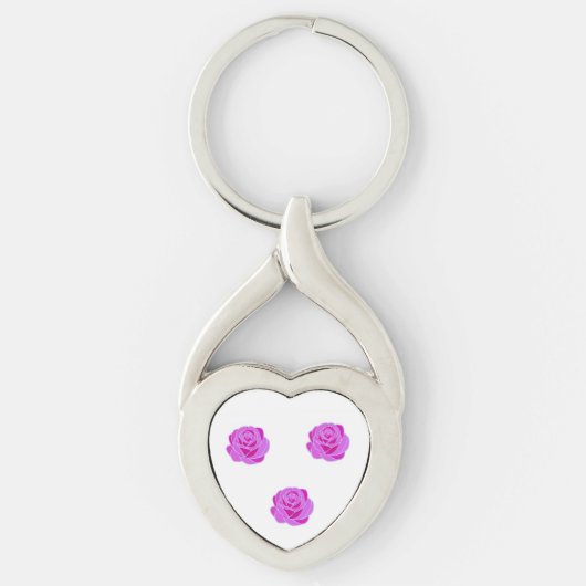 Elegante Roze Roos Glas-in-Lood Sleutelhanger (Voorkant)