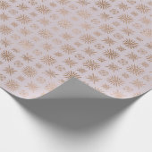 Elegante roze roos gouden folie kerst cadeaupapier (Hoek)