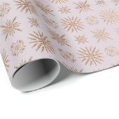 Elegante roze roos gouden folie kerst cadeaupapier (Rol Hoek)