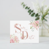 Elegante Roze Roos Gouden Glitter Save The Date Kaart (Staand voorkant)