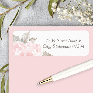 Elegante Roze Roos Huwelijk Retouradres Etiket