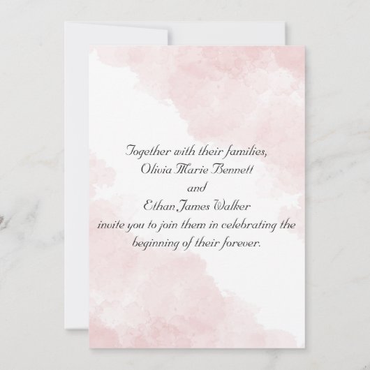 Elegante Roze Roos Huwelijksuitnodiging | romantis Kaart (Achterkant)