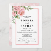 Elegante Roze Roos Huwelijksuitnodiging | romantis Kaart (Voorkant / Achterkant)