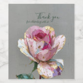 Elegante Roze Roos Impasto Bloem Bruiloft Wijn Etiket (Enkel label)