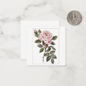 Elegante roze roos in volle bloei notitiekaartje (Voorkant / Achterkant in situ)