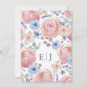 Elegante Roze Roos & Lavendel Waterverf bruiloft Kaart (Achterkant)