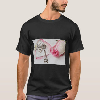 Elegante roze roos Logo T-shirt