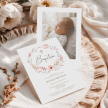 Elegante Roze Roos Meisje Doop Foto