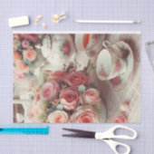 Elegante  roze roos met theepot tissuepapier (Craft)