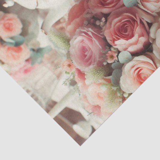 Elegante  roze roos met theepot tissuepapier (Detail)