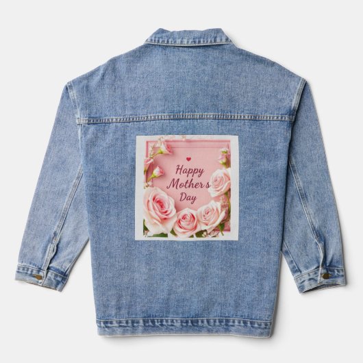 Elegante Roze Roos Moederdag Groet Denim Jacket (Achterkant)