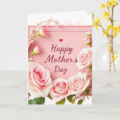 Elegante Roze Roos Moederdag Groet Kaart (Gele Bloem)
