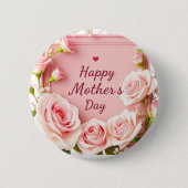 Elegante Roze Roos Moederdag Groet Ronde Button 5,7 Cm (Voorkant)