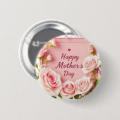 Elegante Roze Roos Moederdag Groet Ronde Button 5,7 Cm (Voorkant /achterkant)