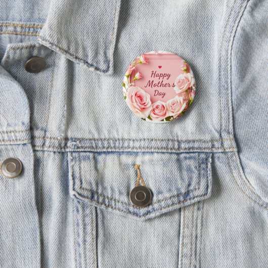 Elegante Roze Roos Moederdag Groet Ronde Button 5,7 Cm (In situ)