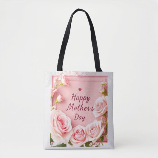 Elegante Roze Roos Moederdag Groet Tote Bag (Voorkant)