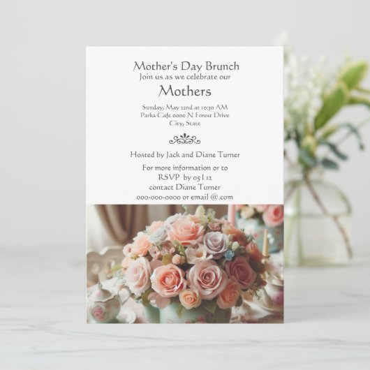 Elegante Roze Roos Moederdag  Kaart (Staand voorkant)