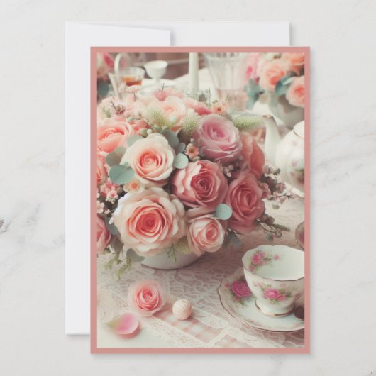 Elegante Roze Roos Moederdag  Kaart (Achterkant)