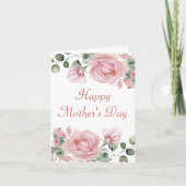 Elegante Roze Roos Moederdag Kaart (Voorkant)