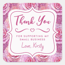 Elegante Roze Roos Mozaïek Kleine Zakelijke Markt Vierkante Sticker