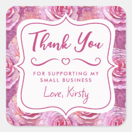 Elegante Roze Roos Mozaïek Kleine Zakelijke Markt Vierkante Sticker