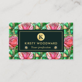 Elegante Roze Roos Namak Glas-in-Lood Patroon Visitekaartje
