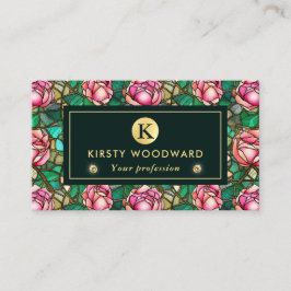 Elegante Roze Roos Namakkunst Glas Patroon Visitekaartje