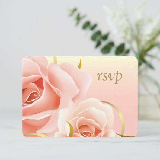 Elegante Roze Roos Ontwerp Aangepaste RSVP Kaarten (Staand voorkant)