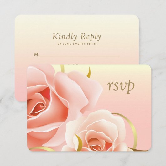 Elegante Roze Roos Ontwerp Aangepaste RSVP Kaarten Kaartje (Voorkant / Achterkant)