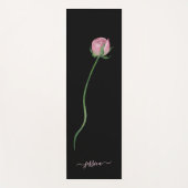 Elegante Roze Roos op Zwart Yogamat (Voorkant)