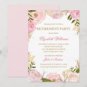 Elegante Roze Roos Pensioenfeest Kaart (Voorkant / Achterkant)