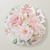 Elegante roze roos pioen bloemenkwekerij rond kussen (Voorkant)