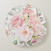 Elegante roze roos pioen bloemenkwekerij rond kussen (Achterkant)