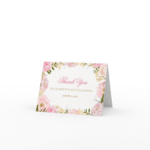 Elegante Roze Roos Quinceanera Bedankkaart