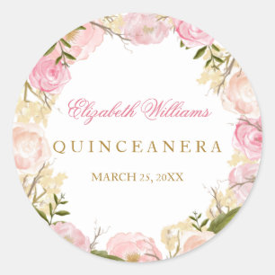 Elegante Roze Roos Quinceanera Sticker