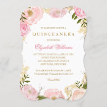 Elegante Roze Roos Quinceanera Uitnodiging