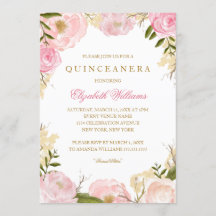 Elegante Roze Roos Quinceanera Uitnodiging