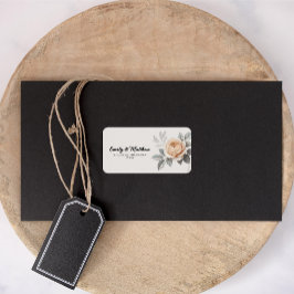 Elegante roze roos retour adreslabels etiket