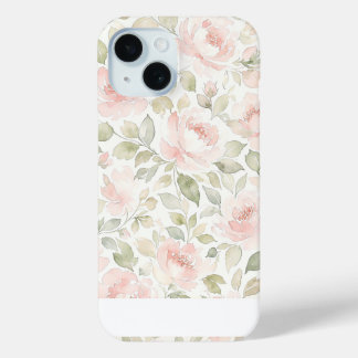 Elegante Roze Roos & Saliegroen Bloemstuk Aangepas iPhone 15 Case