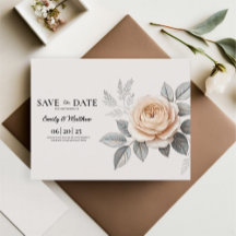 Elegante roze roos Save the Date