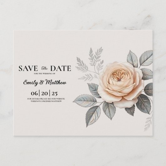 Elegante roze roos Save the Date Aankondigingskaart (Voorkant)