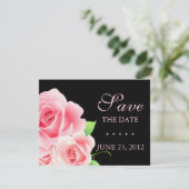 Elegante Roze Roos Sla de Datum Op [Zwart] Save The Date (Staand voorkant)