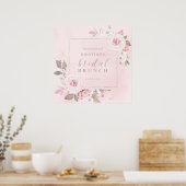 Elegante Roze Roos Waterverf Bruids Brunch Welkom Poster (Keuken)
