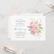Elegante Roze Roos Waterverf Gouden Bloemige Bruil