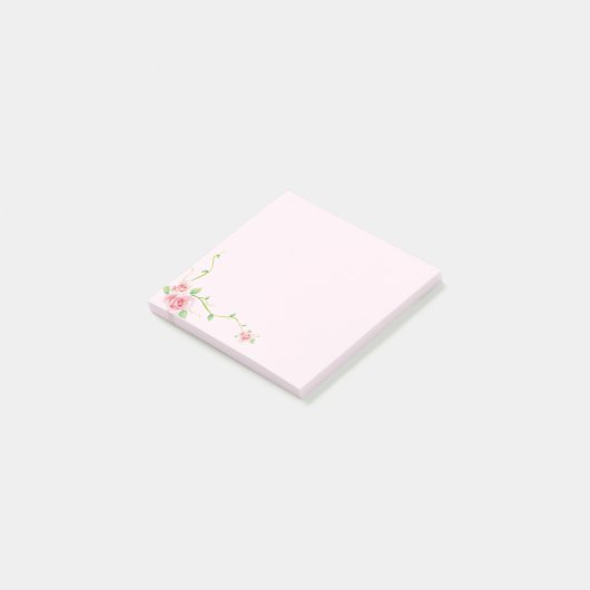 Elegante roze roos wijnstok post-it® notes (Schuin)
